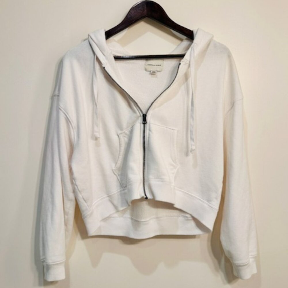 American Eagle Cropped Zipper Hoodie - Women's S